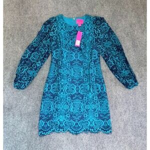NWT Lilly Pulitzer Women's  Georgi Two Tone Carnival Lace Dress Teal Size 4